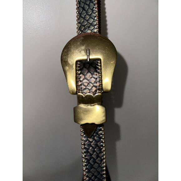 1992 Nina Arjani Leather 12x10" Shoulder Bag Cross Body Metallic Gold Snakeskin - Picture 4 of 16